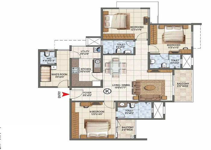 Featured Image of Ramky One Krystal 3 BHK Floor Plan
